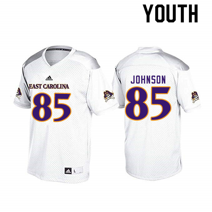 Youth #85 Jonathan Johnson ECU Pirates College Football Jerseys Sale-White